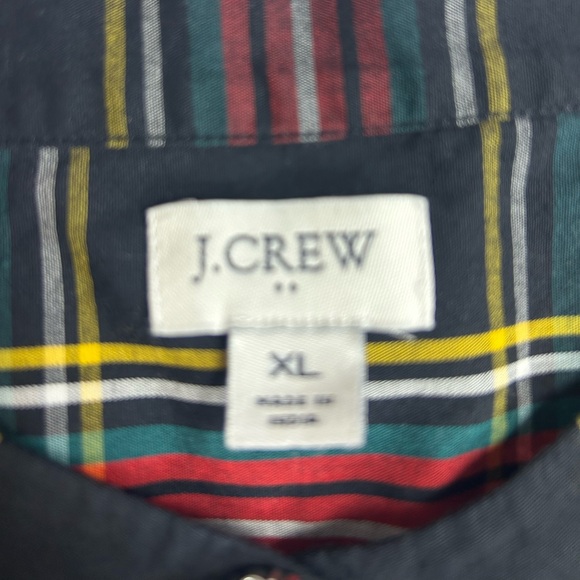 J. Crew Tartan Plaid Blouse with Rhinestone Buttons. Holiday Party. Christmas. - Picture 2 of 8